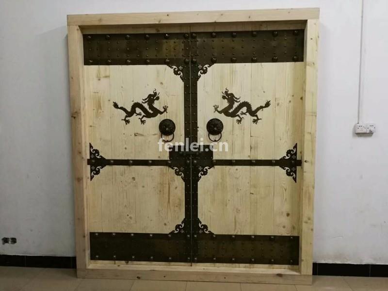 纯实木进户门庭院双开门榆木大门仿古中式素门(简中式庭院及入户大门)